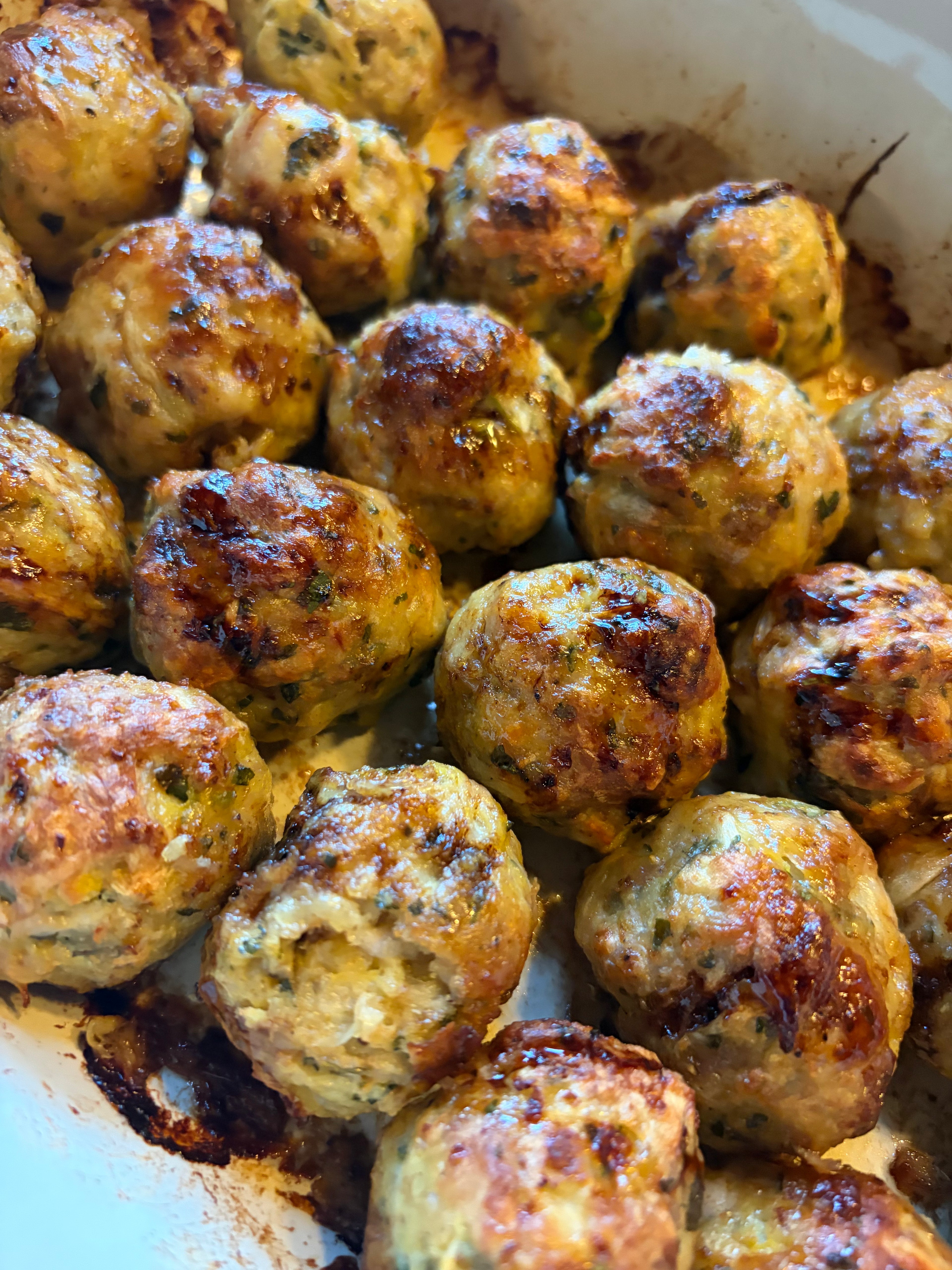 FAMILY DINNER - Chicken Meatballs With Sweet Parsnip & Pomegranate Molasses, Garlic Potatoes, Sumac Yoghurt & Salad - Serves 4